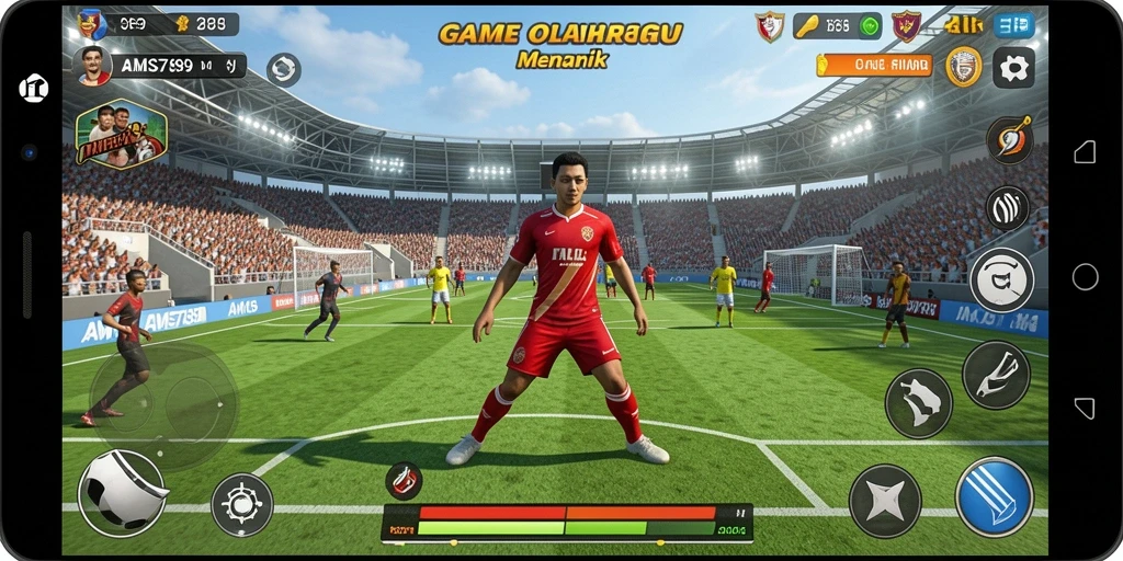 Tangkapan layar gameplay <strong>AMS789</strong> menunjukkan aksi olahraga yang mendebarkan.