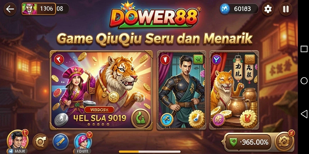 Tampilan gameplay QiuQiu yang seru dan interaktif di DOWER88.