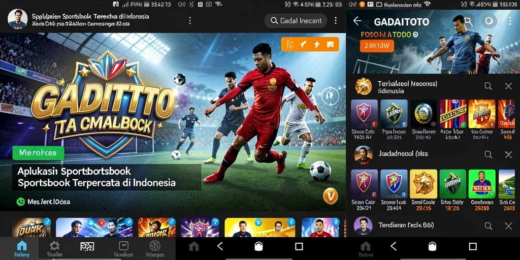 Tampilan utama aplikasi GADAITOTO dengan berbagai opsi taruhan olahraga.