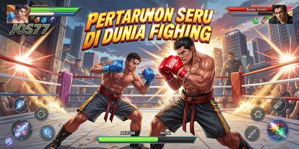 Tampilan gameplay JOS77 yang menegangkan dalam pertarungan Fighting.