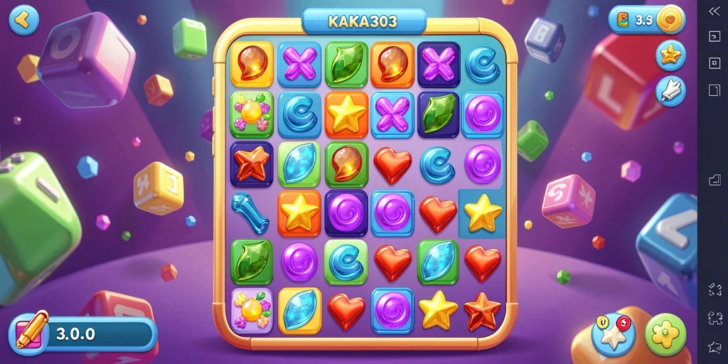 Tampilan gameplay KAKA303 yang seru dalam Match-3.