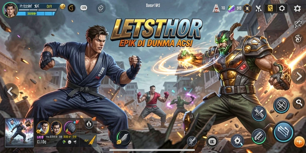 Gameplay LETSTHOR dengan aksi pertarungan yang intens dan grafis mengesankan.