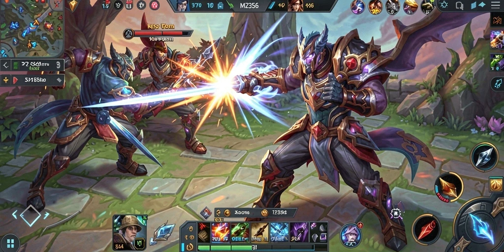 Screenshot gameplay MOBA MZ356 yang menegangkan.