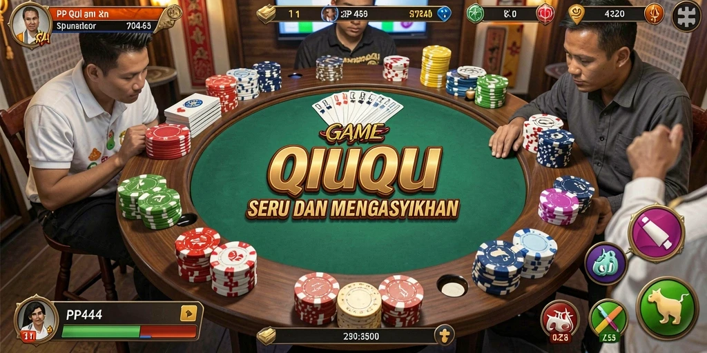 Screenshot menunjukkan gameplay seru dalam permainan QiuQiu.
