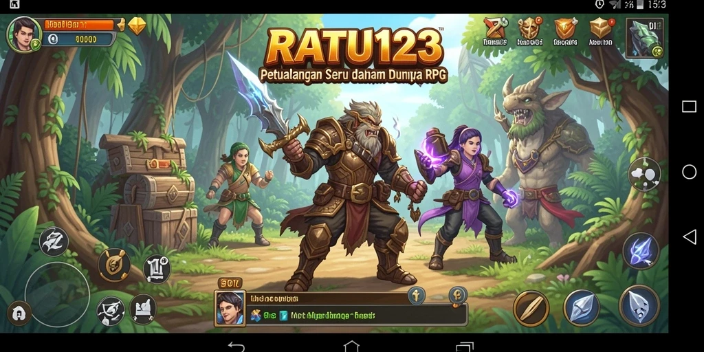 Tangkapan layar utama gameplay RPG di RATU123 menunjukkan aksi seru dalam pertarungan.