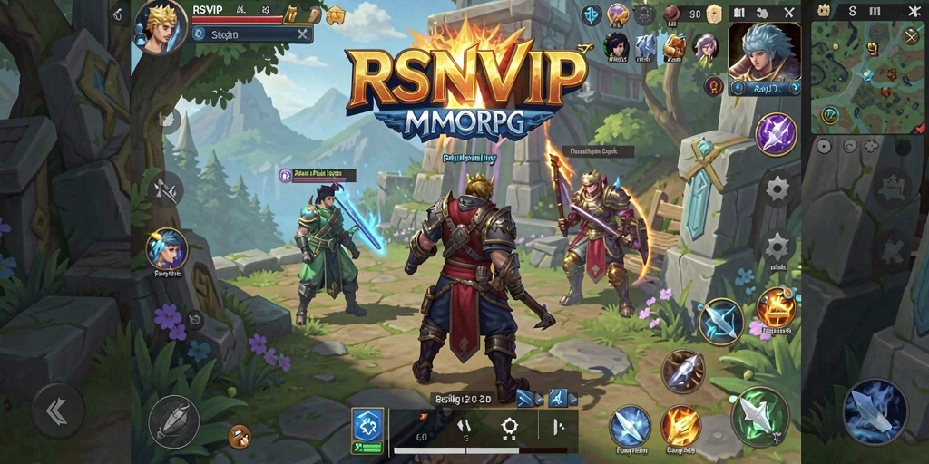 Tangkapan layar gameplay RSNVIP menampilkan pertempuran epik di dunia fantasi.