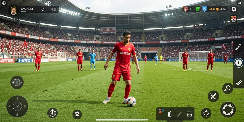 Tampilan gameplay SAVAYA303 yang mendebarkan di lapangan sepak bola.