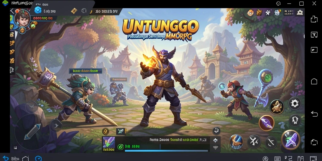 Tangkapan layar utama UNTUNGGO yang menampilkan aksi seru dalam gameplay MMORPG.