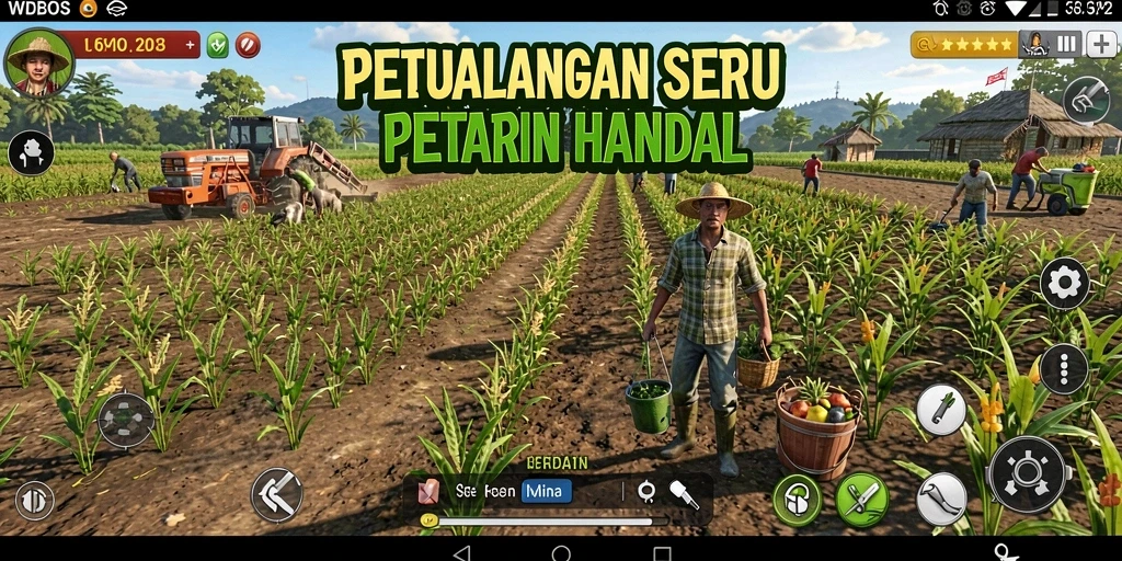 Screenshot gameplay yang menunjukkan pertanian yang indah di WDBOS.