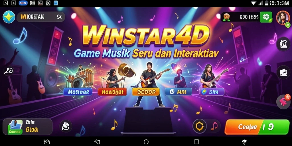 Tampilan gameplay interaktif WINSTAR4D yang penuh warna dan seru.
